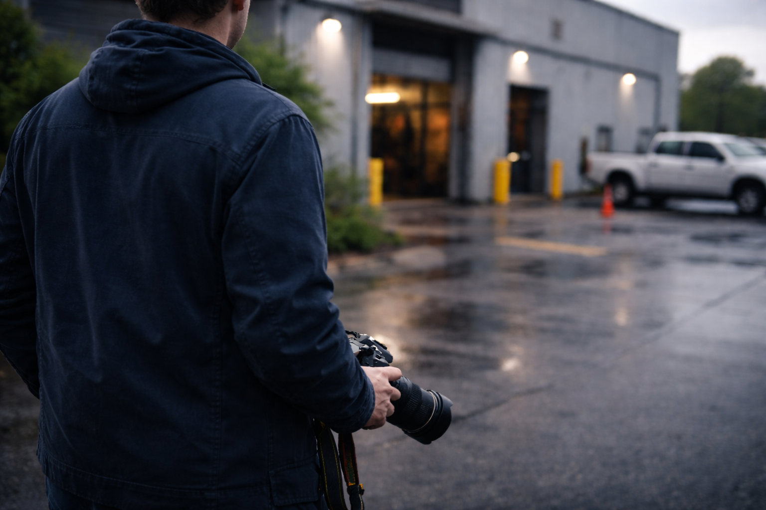 Investigator documenting activity outside workplace as part of insurance defense investigation